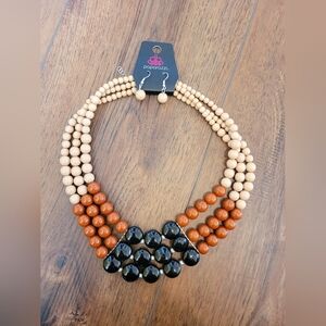 Paparazzi Bold Black, Orange, and Tan Beaded Necklace